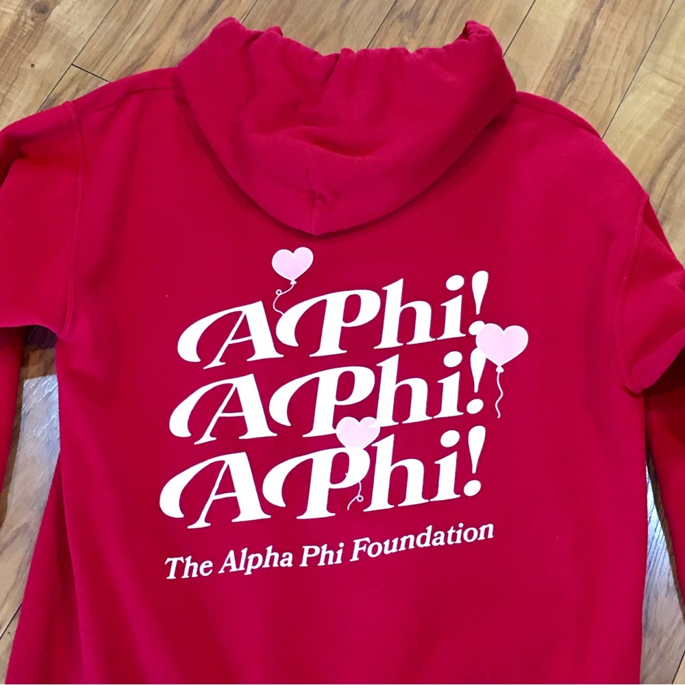 Alpha Phi sorority hoodie sweatshirt red pullover sweater winter college dorm